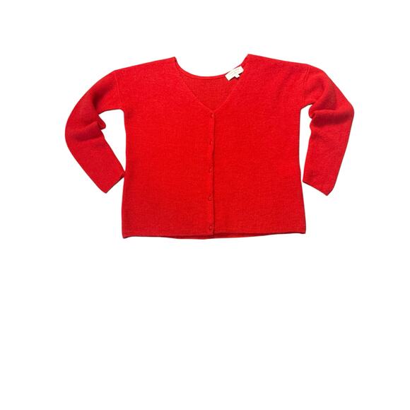 Sezane Barry Cardigan Red Super Kid Mohair Small Quiet Luxury Alpaca Sweater - Picture 4 of 11